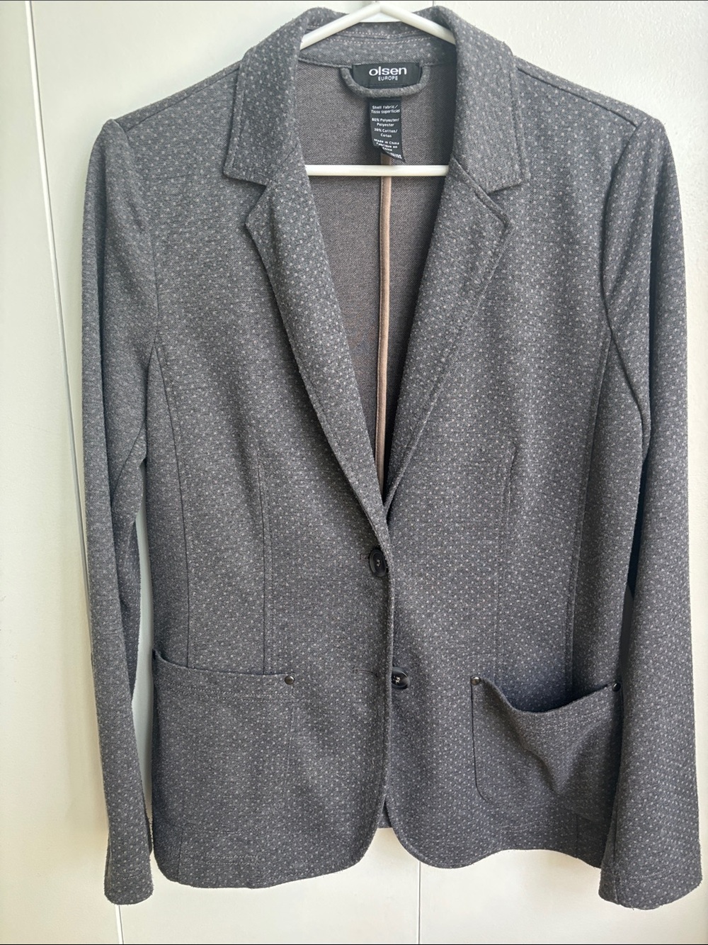 Olsen Charcoal Gray Single-Breasted Blazer